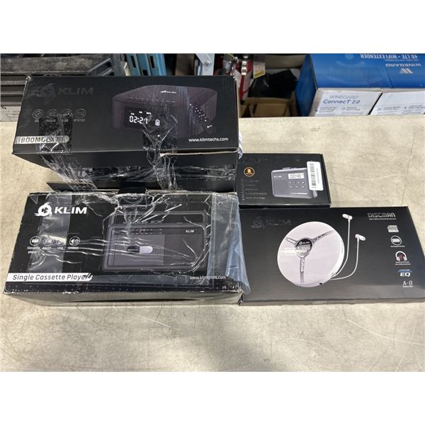 KLIM BOOMBOX, KLIM SINGLE CASETTE PLAYER, KLIM DISCMAN , AND KLIM CASETTE PLAYER
