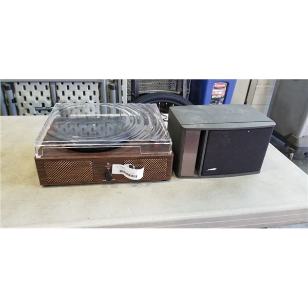 BOSE SPEAKER MODEL 141, AND TURNTABLE. WORKING