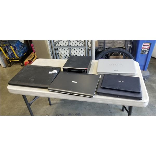 5 LAPTOPS AND A KARAOKE PLAYER. FOR PARTS/REPAIR
