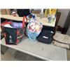 Image 1 : 4 PAIRS OF SNOWPANTS, 2 MEDIUM AND 1 SMALL, 1 IS LADIES SIZE 12 AND BAG WITH NEW PADS AND FEMININE P
