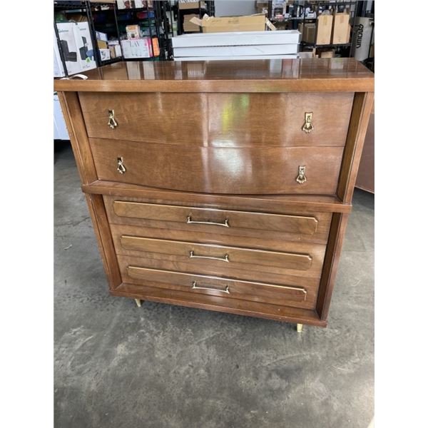 VINTAGE 5 DRAWER HIGHBOY WALNUT DRESSER
