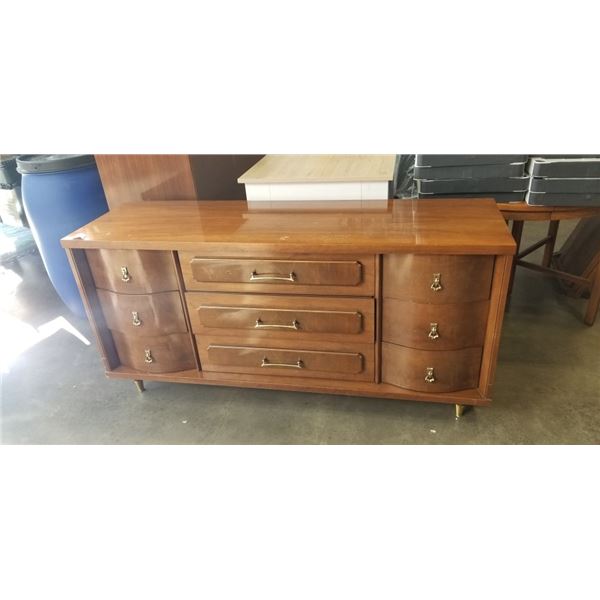 VINTAGE 9 DRAWER WALNUT DRESSER