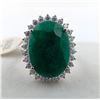 Image 2 : 6.42 CT CERTIFIED SILVER EMERALD GEMSTONE RING ($12,352 APPRAISAL)