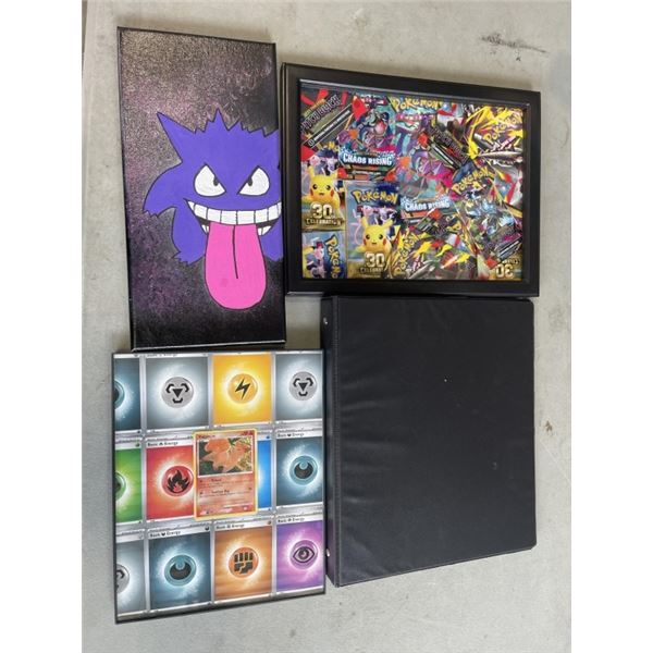 BINDER OF ASSORTED POKEMON CARDS, COMMONS AND UNCOMMONS, SHINY RARES ETC AND ASSORTED FAN ART