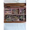 Image 2 : WOOD JEWELRY BOX W/ CONTENTS
