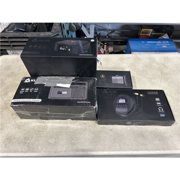 KLIM BOOMBOX, KLIM SINGLE CASETTE PLAYER, KLIM DISCMAN , AND KLIM CASETTE PLAYER
