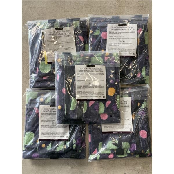 5 BRAND NEW 3PK REUSEABLE SNACK BAGS - SMALL MEDIUM AND LARGE, 15 BAGS TOTAL