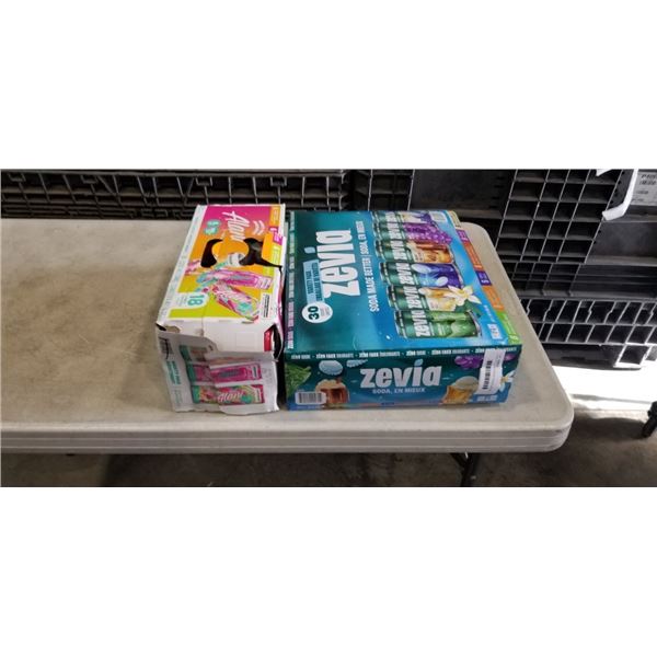 CASE OF ALANI ENERGY DRINKS AND CASE OF ZEVIA SODAS - SOME CANS MAY BE MISSING