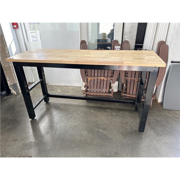 HUSKY ADJUSTABLE HEIGHT WORKBENCH WITH WOOD TOP, 72 INCH X 24 INCH