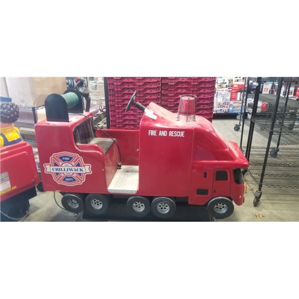 KIDS  "CHILLIWACK FIRE AND RESCUE" COIN OPPERATED  RIDE ON MACHINE, TESTED WORKING