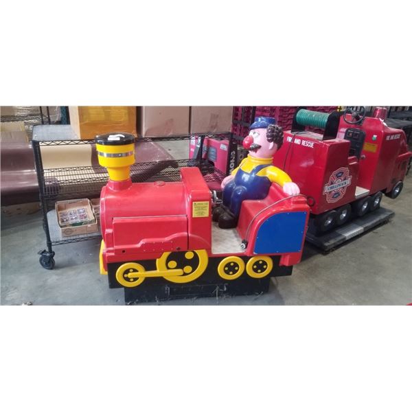 KIDS TRAIN COIN OPPERATED  RIDE ON MACHINE, TESTED WORKING