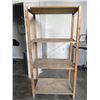 Image 1 : 4 TIER WOODEN SHELVING UNIT. 72" HEIGHT, 36" WIDE, 20" DEEP