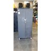 Image 1 : 2 DOOR BLACK METAL LOCKING CABINET ON WHEELS