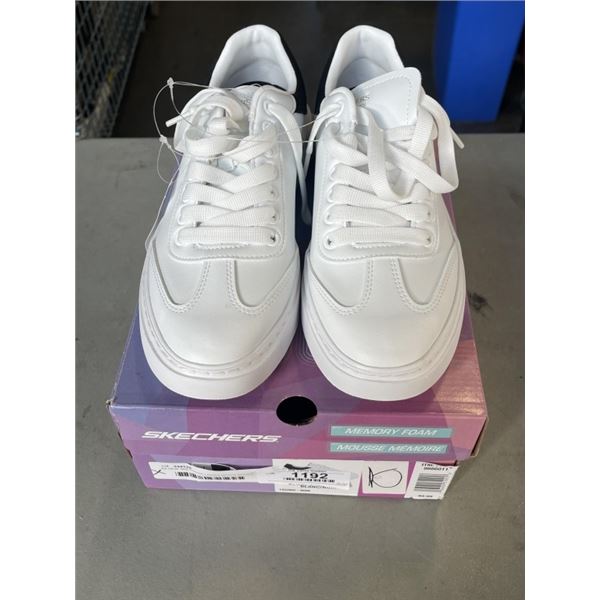 AS NEW SKECHERS LADIES WHITE SHOES. SIZE 10 US