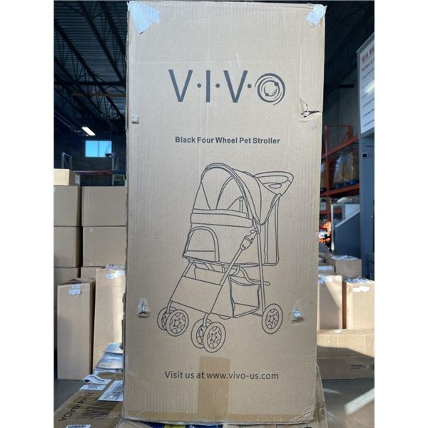 VIVO BLACK FOUR WHEEL PET STROLLER