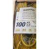 Image 2 : 100 FOOT HEAVY DUTY LIGHTED YELLOW EXTENSION CORD. 16AWG/3C