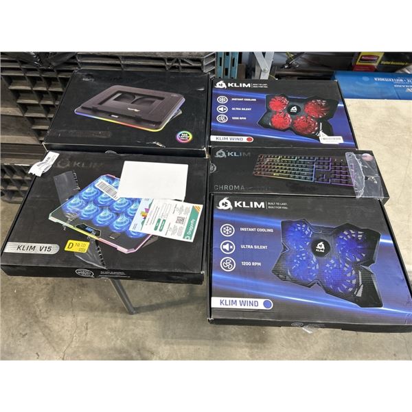 2 KLIM WIND LAPTOP COOLING PADS, KLIM TURBOFROST LAPTOP COOLING PAD, KLIM V15 COOLING PAD AND KLIM C