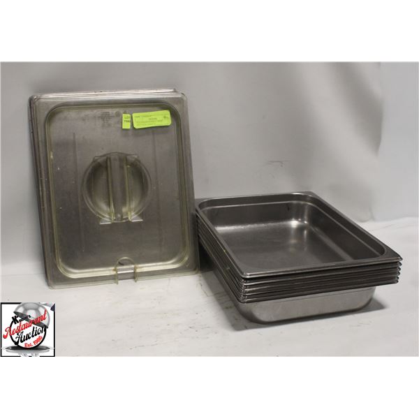 6 STAINLESS STEEL 2" DEEP HALF-SIZE INSERTS