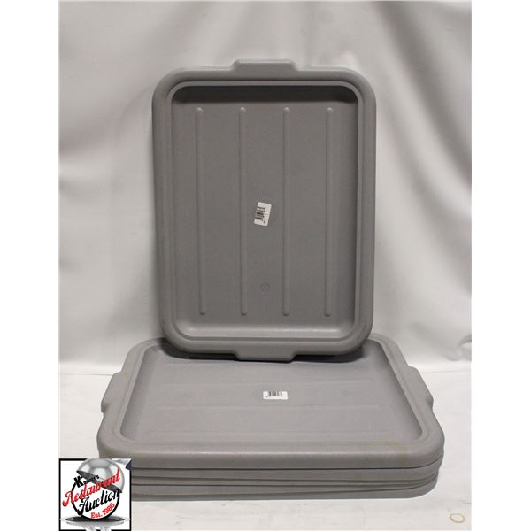 6 GREY PLASTIC BUS BIN LIDS