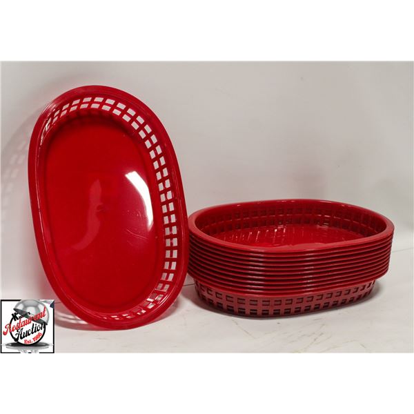 12 NEW BROWNE RED OVAL SERVING BASKETS