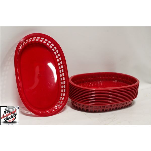 12 NEW BROWNE RED OVAL SERVING BASKETS
