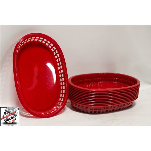 12 NEW BROWNE RED OVAL SERVING BASKETS