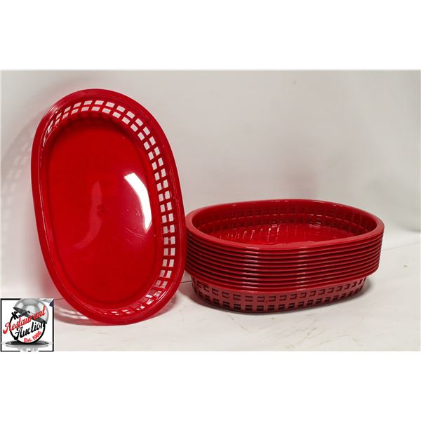 12 NEW BROWNE RED OVAL SERVING BASKETS