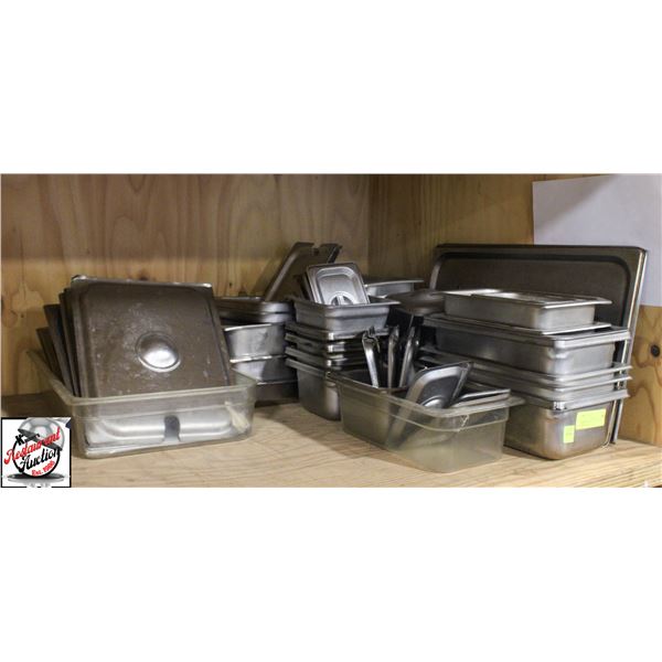 LARGE LOT OF ASSORTED S/S INSERTS AND LIDS