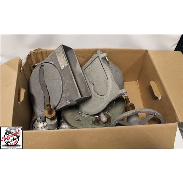 BOX OF PLANETARY MIXER ATTACHMENTS