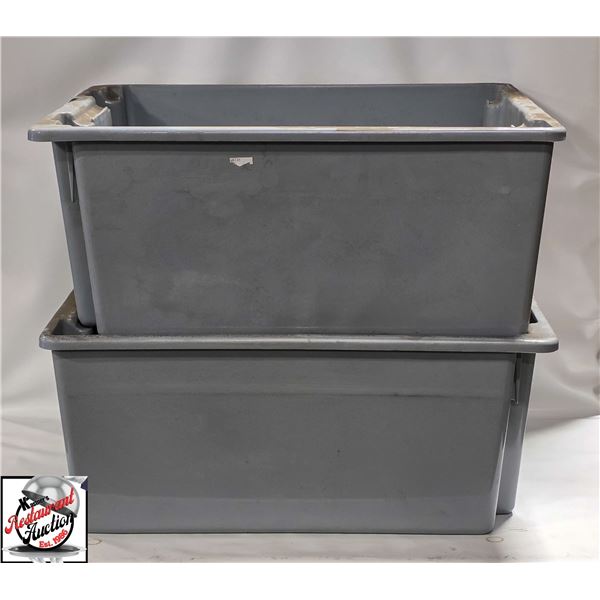 2 RUBBERMAID NEST & STACK POLY TOTES M# 1371