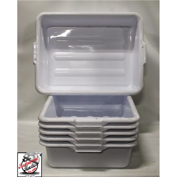GROUP OF 6 NEW GLOBE WHITE BUS BINS -5"