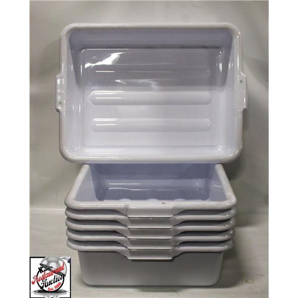 GROUP OF 6 NEW GLOBE WHITE BUS BINS -5"