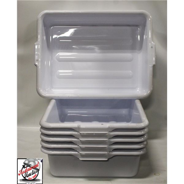 GROUP OF 6 NEW GLOBE WHITE BUS BINS -5"