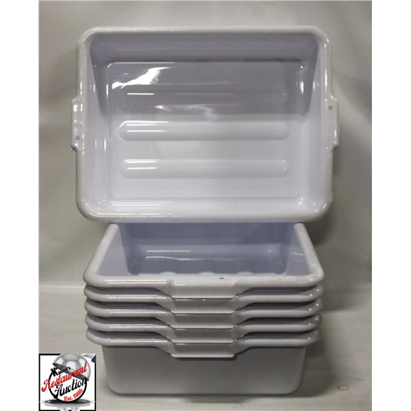 GROUP OF 6 NEW GLOBE WHITE BUS BINS -5"