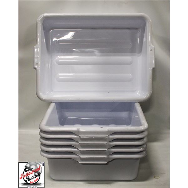 GROUP OF 6 NEW GLOBE WHITE BUS BINS -5"