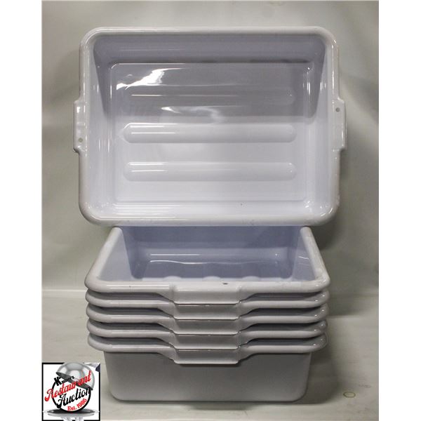 GROUP OF 6 NEW GLOBE WHITE BUS BINS -5"