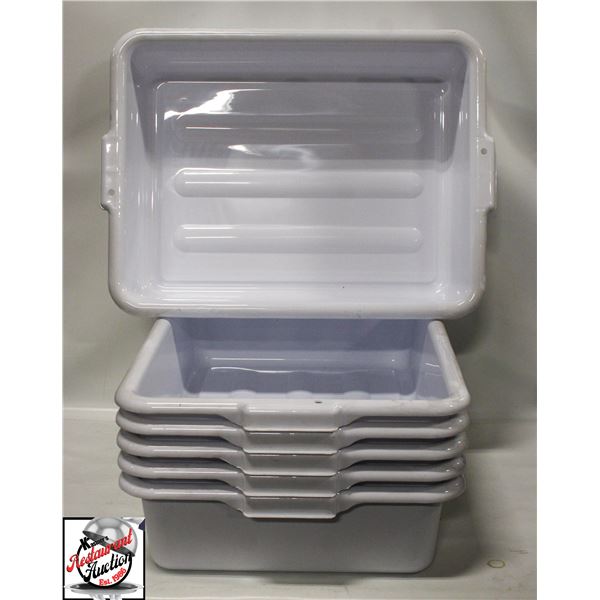 GROUP OF 6 NEW GLOBE WHITE BUS BINS -5"