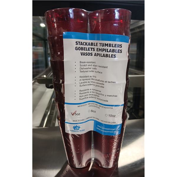 DOZEN NEW 5 OZ STACKABLE RED TUMBLERS JOHNSON ROSE