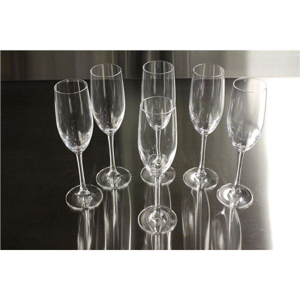 6 NEW NUDE 8.25 OZ CRYSTAL STEMWARE FLUTE GLASS