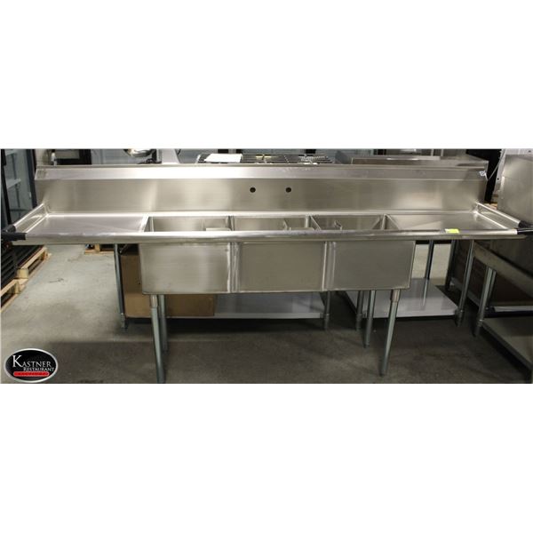 NEW CHEFS MATE 3 WELL S/S SINK W/ LEFT & RIGHT