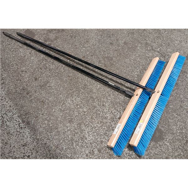 TWO 3 FOOT INDUSTRIAL SYNTHETIC PUSH BROOMS