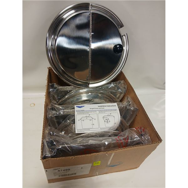 6 NEW VOLLRATH HINGED COVER AND INSET LIDS