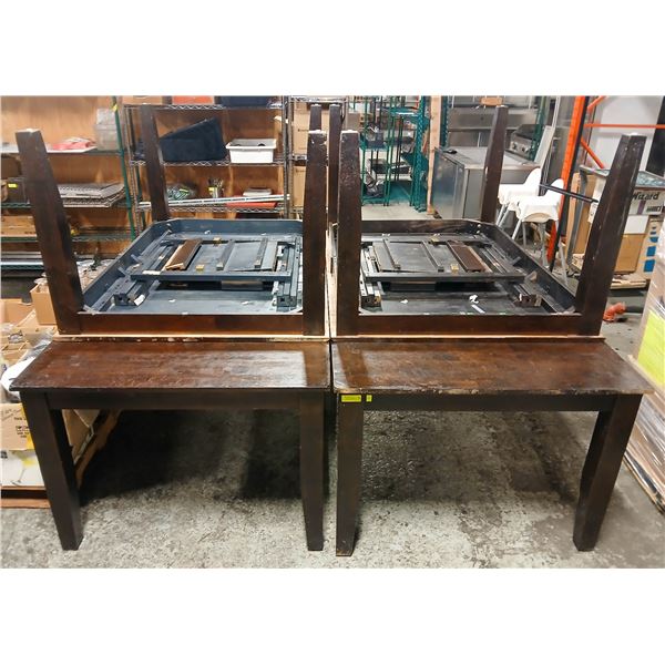 4 DARK WOODEN DINING TABLES W/ LEAVES
