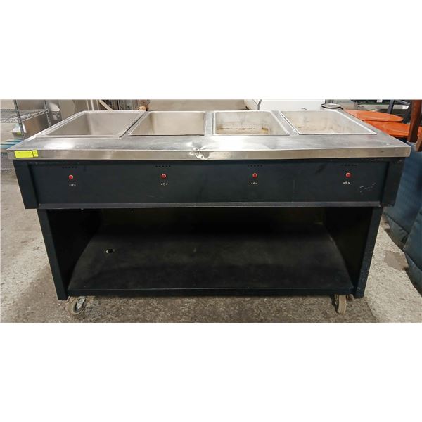 QUEST 4 WELL STEAM TABLE ON CASTERS - 2000W