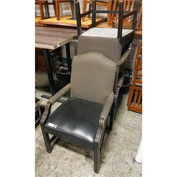 3 EMBROIDERED LEATHERETTE ARM CHAIRS