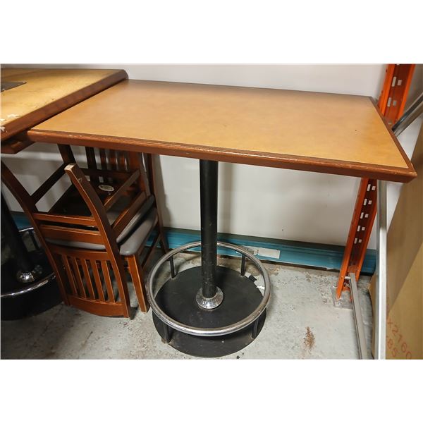 SEVEN ASSORTED BAR HEIGHT TABLES