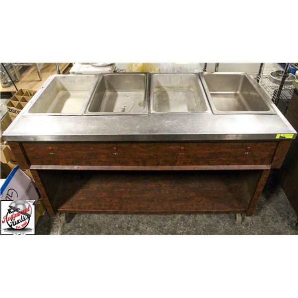 5' QUEST STEAM TABLE- 4 WELL *MISSING KNOBS -2000W