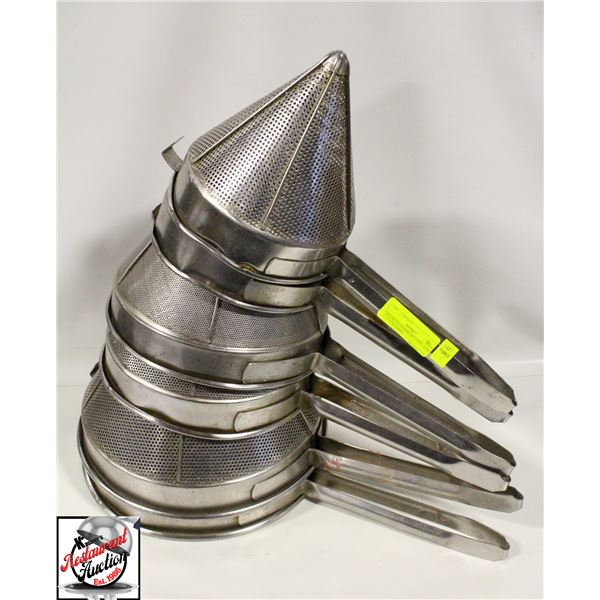 ASSORTED STAINLESS STEEL CHINA CAP STRAINERS