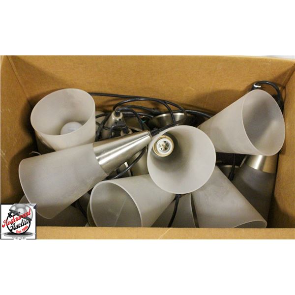BOX OF 10 HANGING CONE-SHAPED LIGHT FIXTURES