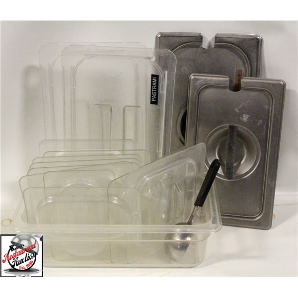 ASSORTED POLY INSERT LIDS W/ POLY 1/3-SIZE INSERT,